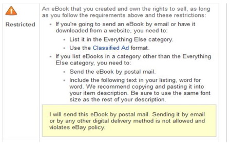 selling ebooks on ebay rules